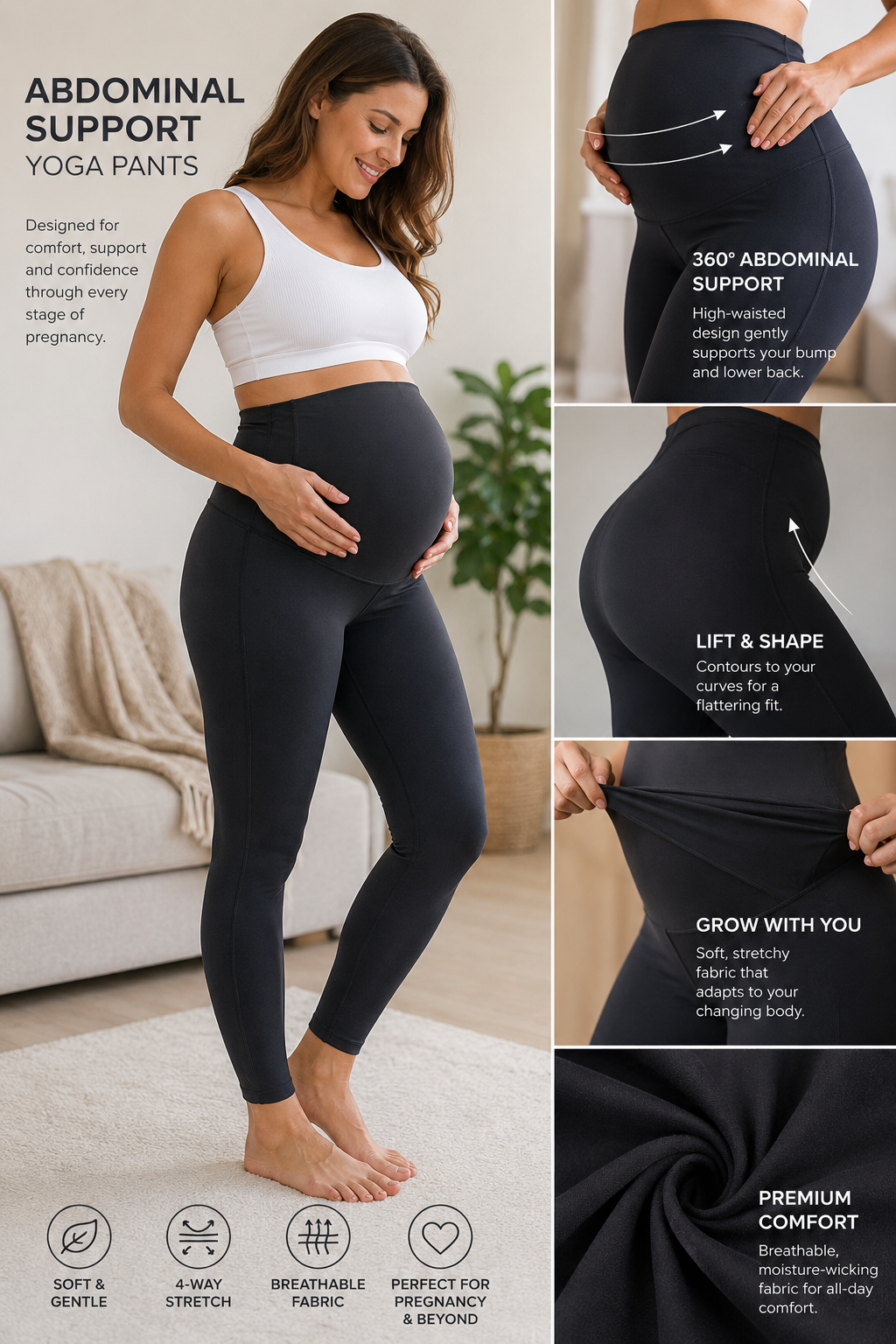 CoreEase™ — Supportive pregnant abdominal yoga pants