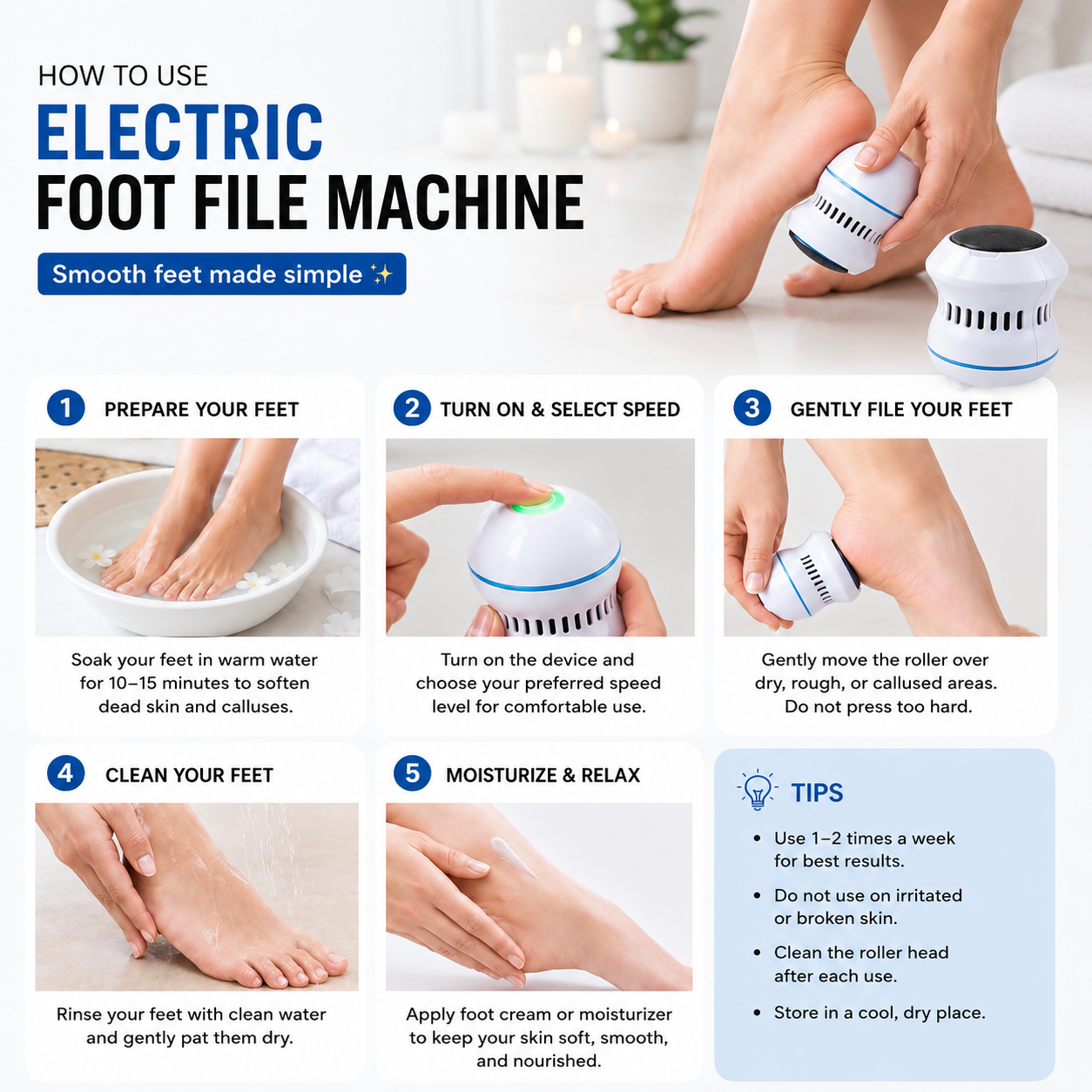 HeelNova™ Removes calluses effortlessly.