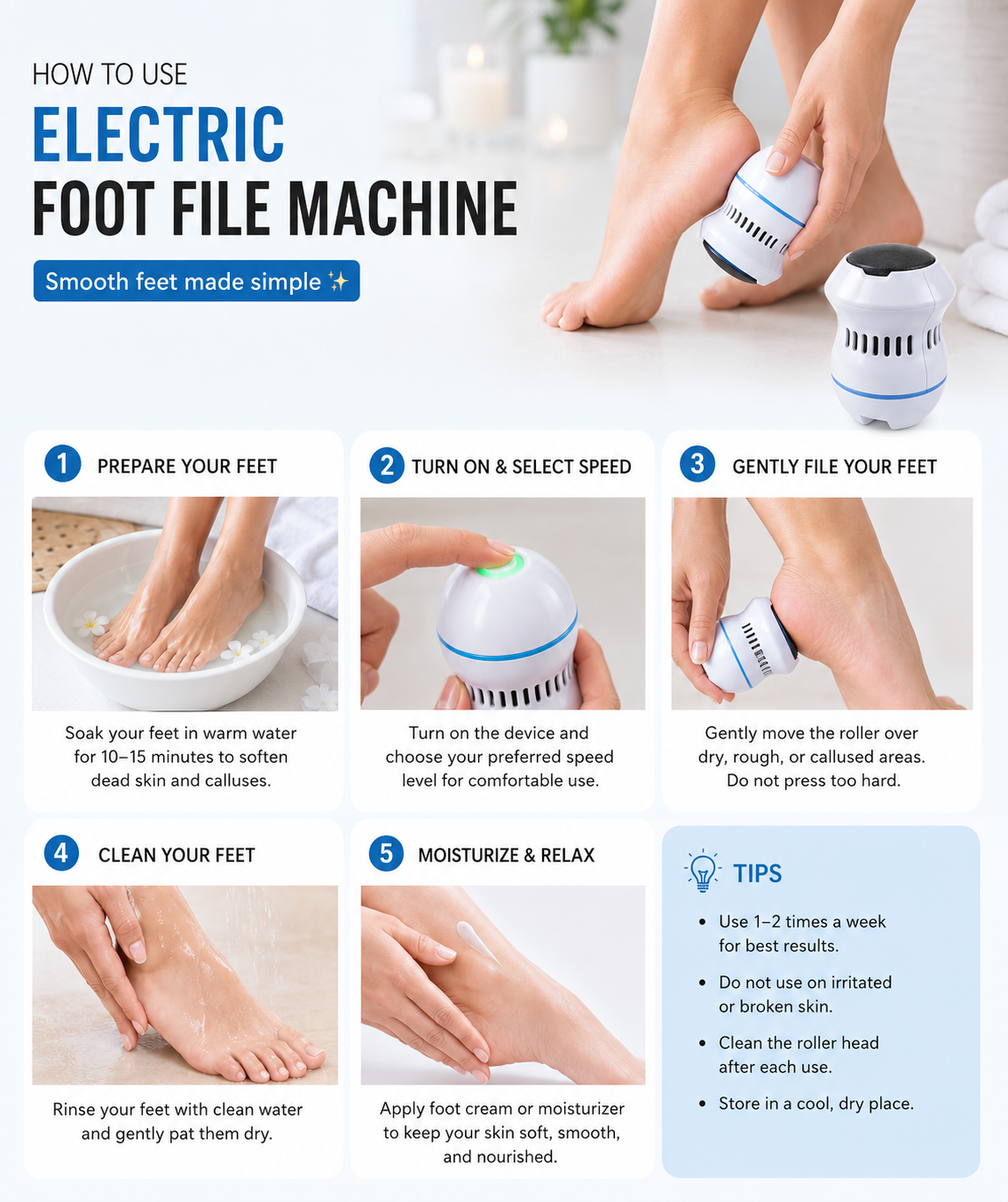 HeelNova™ Removes calluses effortlessly.
